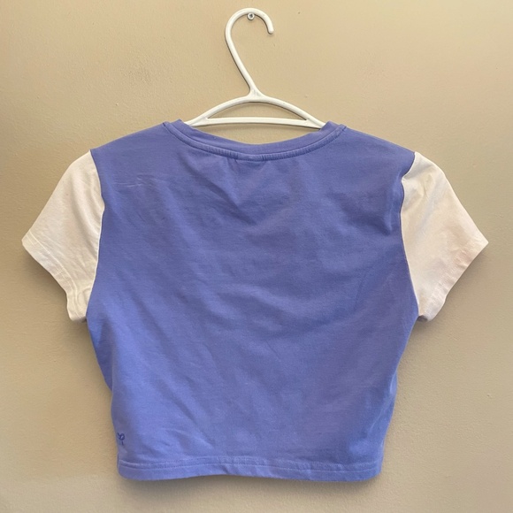TNA Blue & White Cropped Baby Tee with Varsity Numbers - Picture 5 of 9